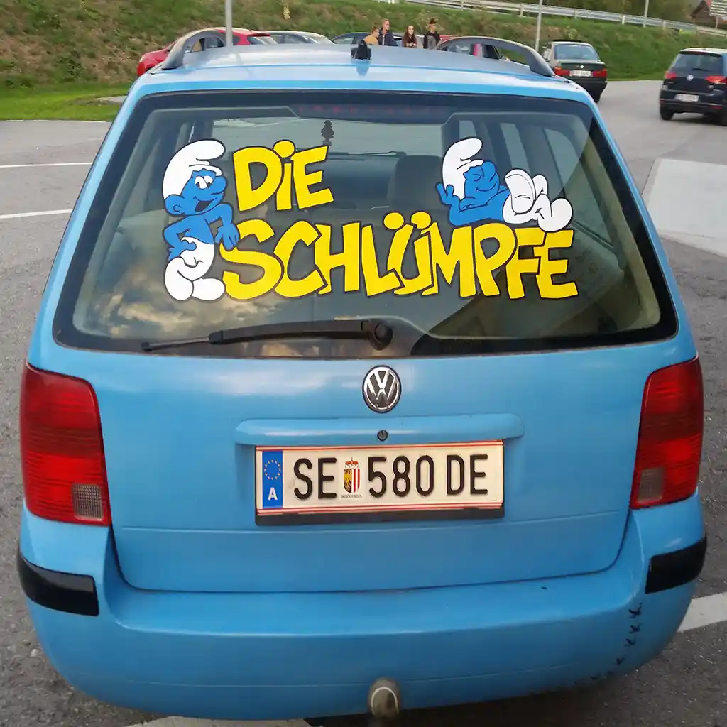 Aufkleber Schlümpfe Passat Babyblau